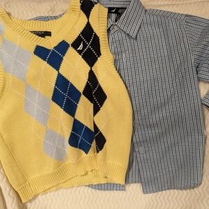 Nautica Boy's Sweater Vest and Shirt